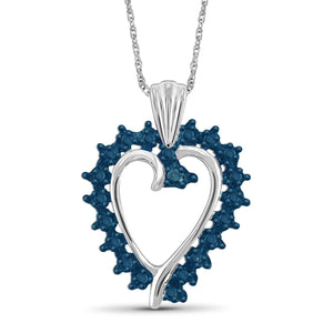 Blue Diamond Accent Sterling Silver Heart Pendant