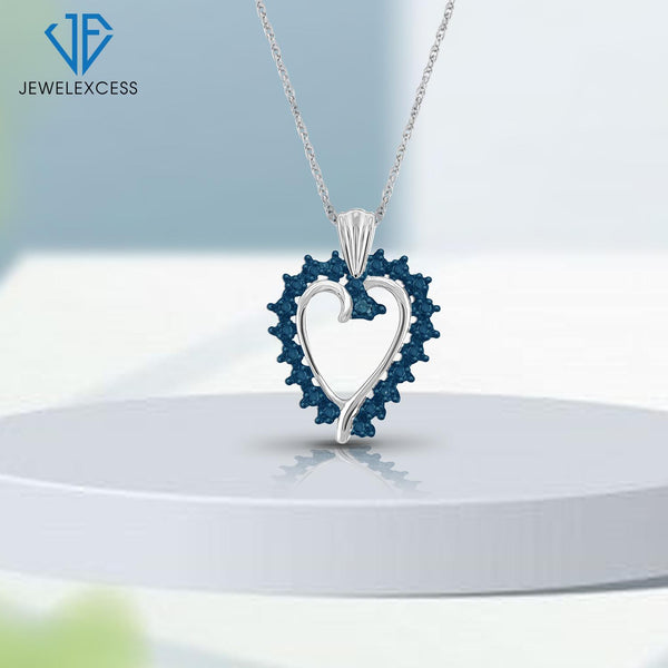 Blue Diamond Accent Sterling Silver Heart Pendant