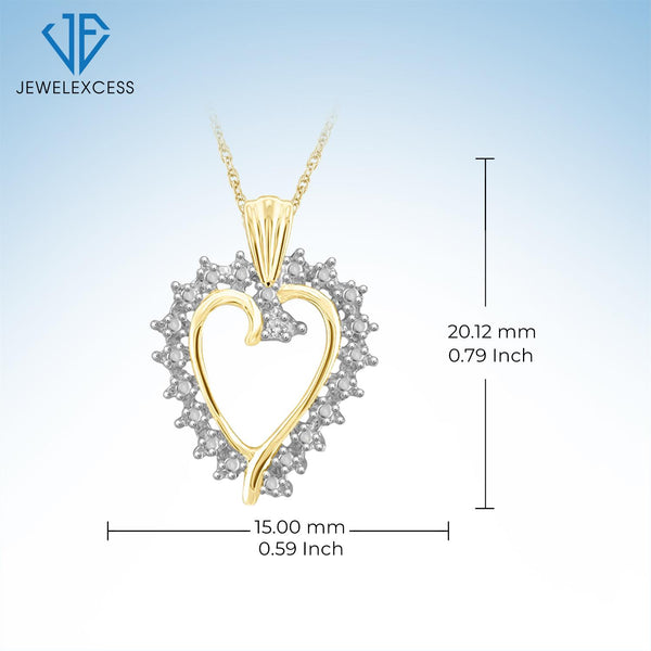 White Diamond Accent 14K Gold over Silver Heart Pendant