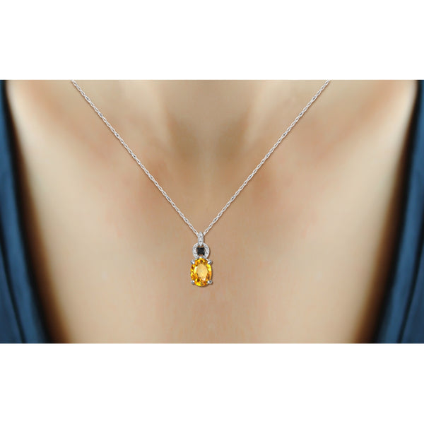 1 1/10 Carat T.G.W. Citrine And Black & White Diamond Accent Sterling Silver Pendant, 18"