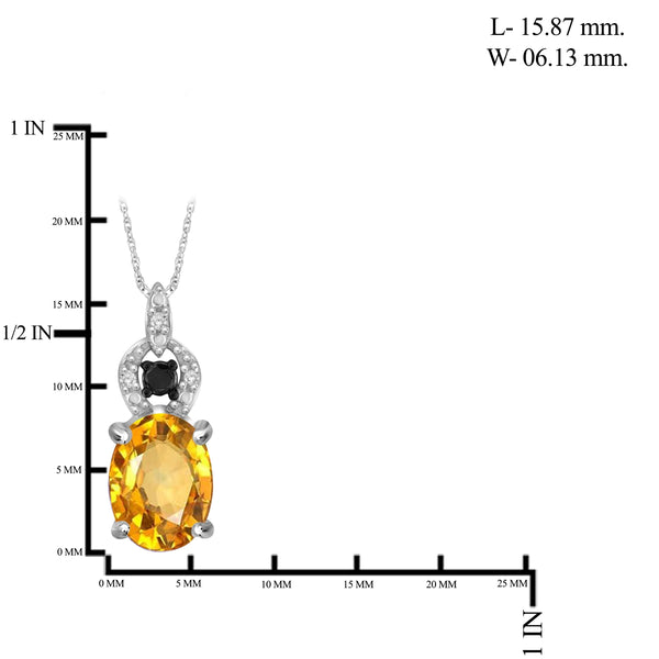 1 1/10 Carat T.G.W. Citrine And Black & White Diamond Accent Sterling Silver Pendant, 18"