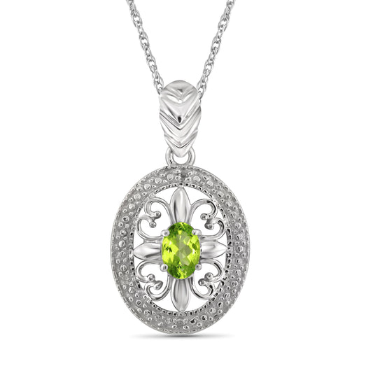 0.45 ct. T.G.W. Peridot Pendant with Diamond Accents in Sterling Silver