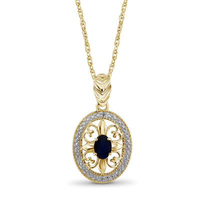 0.65 ct. T.G.W. Sapphire Pendant with Diamond Accents in 14K Gold over Silver