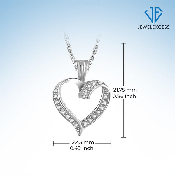 Accent White Diamond Heart Pendant in Sterling Silver