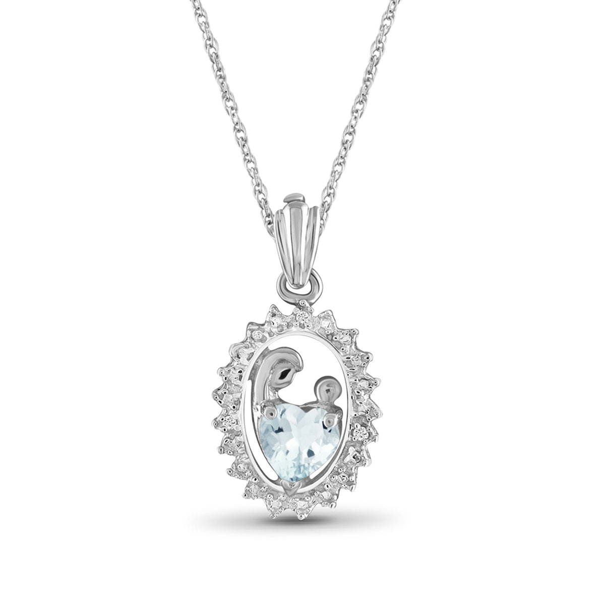 1/3 ct. T.G.W. Aquamarine Pendant with Diamond Accent in Sterling Silver