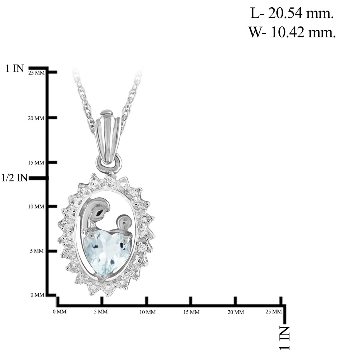 1/3 ct. T.G.W. Aquamarine Pendant with Diamond Accent in Sterling Silver