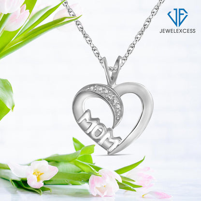 Diamond Accent Heart Pendant in Sterling Silver or 14K Gold over Silver
