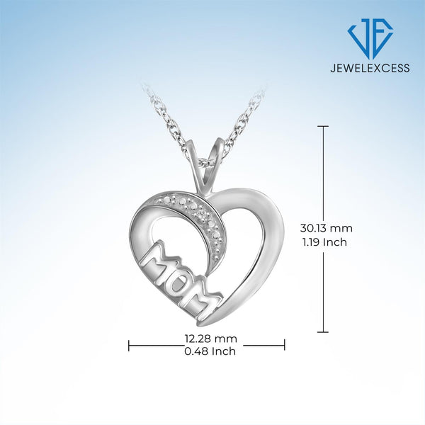 Accent White Diamond Mother-Heart Pendant in Sterling Silver Or 14K Gold-Plated