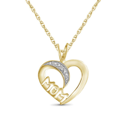 Diamond Accent Heart Pendant in Sterling Silver or 14K Gold over Silver