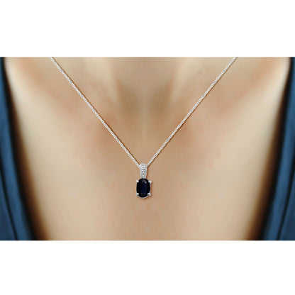 1.07 ct. T.G.W. Sapphire Pendant with Diamond Accent in Sterling Silver