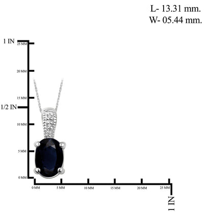 1.07 ct. T.G.W. Sapphire Pendant with Diamond Accent in Sterling Silver