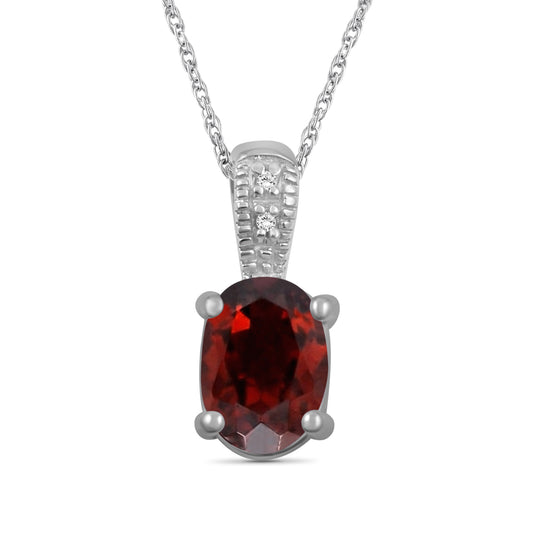 1 ct. T.G.W. Garnet Pendant with Diamond Accent in Sterling Silver