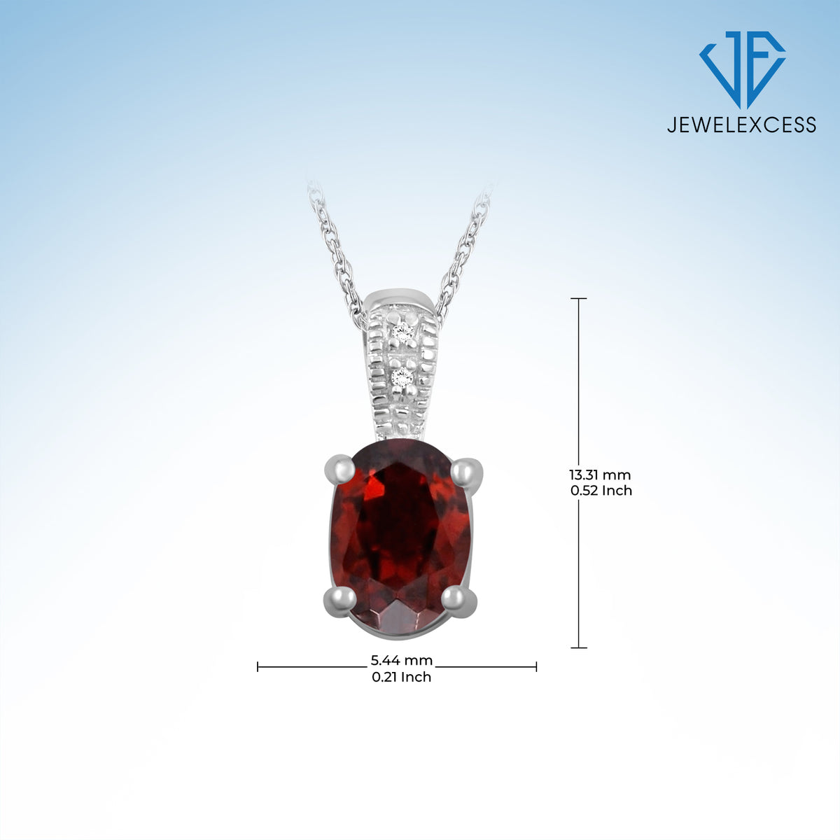 1 ct. T.G.W. Garnet Pendant with Diamond Accent in Sterling Silver