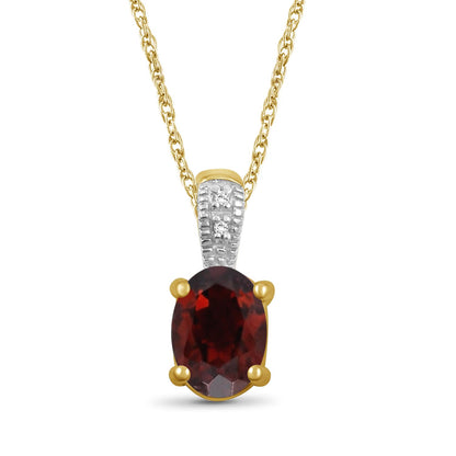 1 ct. T.G.W. Garnet Pendant with Diamond Accents in 14K Gold over Silver