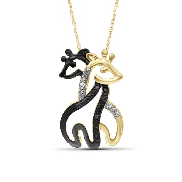 Diamond Giraffe Necklace for Women –Diamond Accent Giraffe Necklace with 14K Gold over Silver Rope Chain – Wife, Girlfriend, Love Pendant - Sterling Silver Necklace Gifts for Women