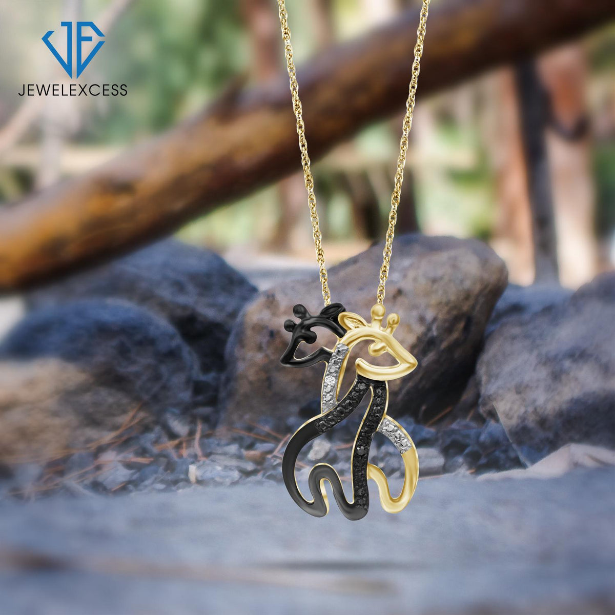 Diamond Accent Giraffe Pendant in 14K Gold over Silver