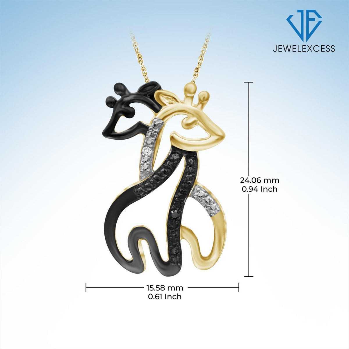 Diamond Accent Giraffe Pendant in 14K Gold over Silver