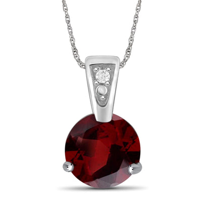 3/4 ct. T.G.W. Garnet Pendant with Diamond Accent in Sterling Silver