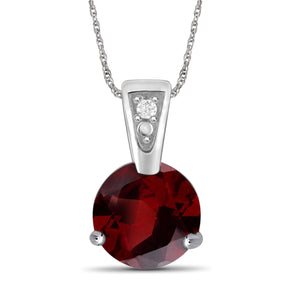 3/4 Carat T.G.W. Garnet And White Diamond Accent Sterling Silver Pendant