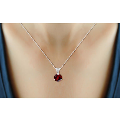 3/4 ct. T.G.W. Garnet Pendant with Diamond Accent in Sterling Silver