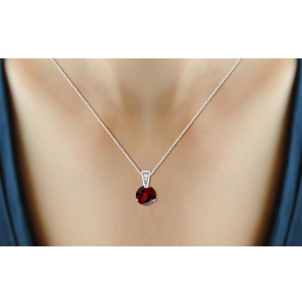 3/4 Carat T.G.W. Garnet And White Diamond Accent Sterling Silver Pendant