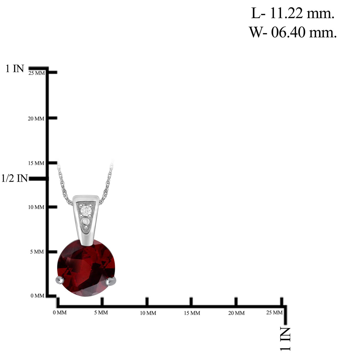 3/4 ct. T.G.W. Garnet Pendant with Diamond Accent in Sterling Silver
