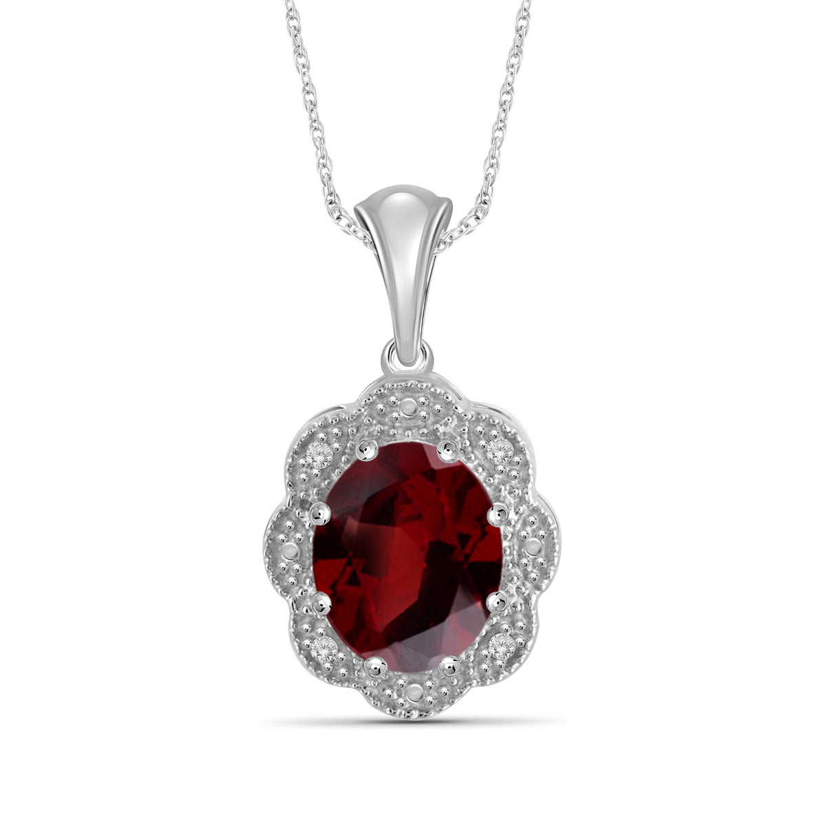 2 1/5 ct. T.G.W. Garnet Pendant with Diamond Accent in Sterling Silver
