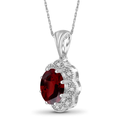 2 1/5 ct. T.G.W. Garnet Pendant with Diamond Accent in Sterling Silver