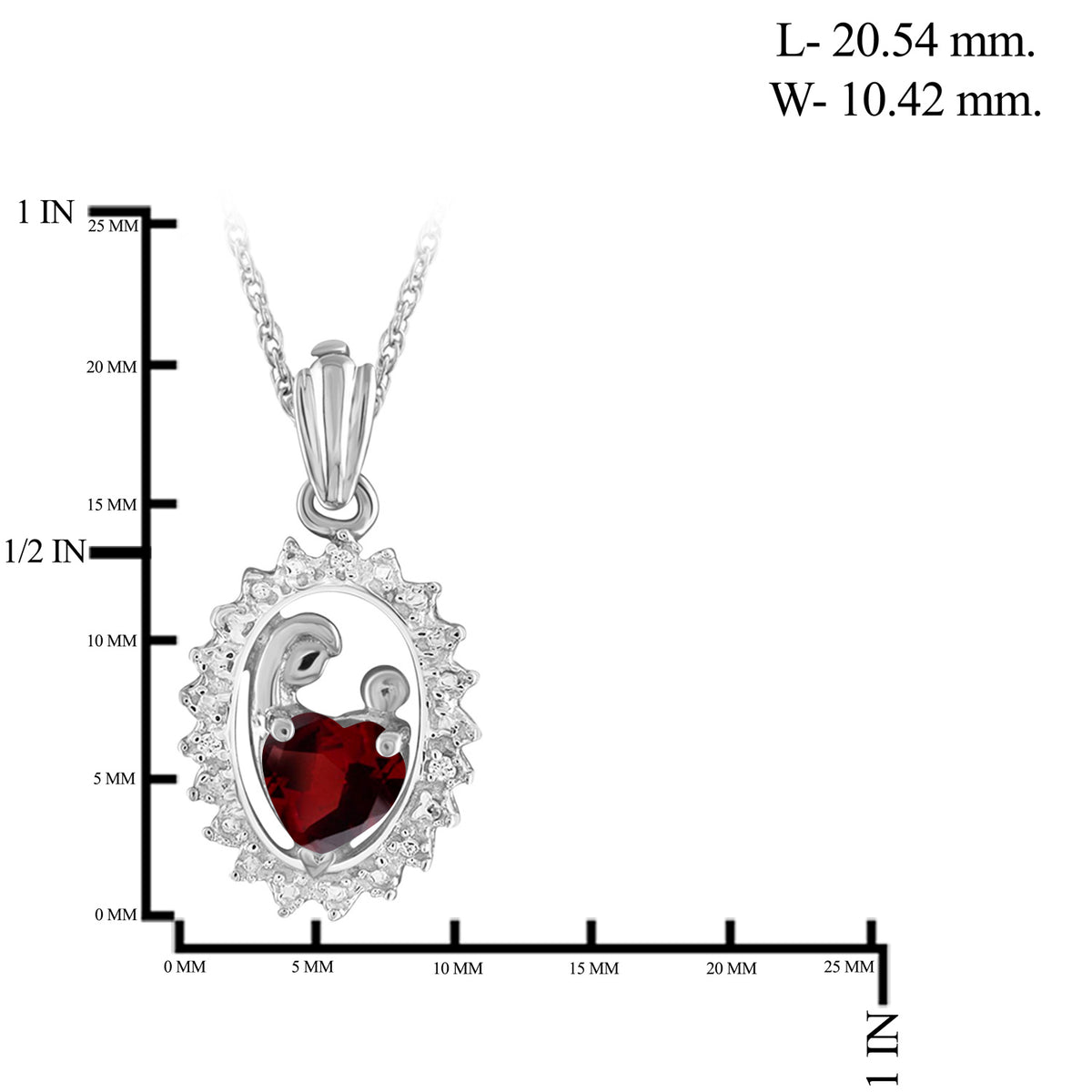0.55 ct. T.G.W. Garnet Pendant with Diamond Accent in Sterling Silver