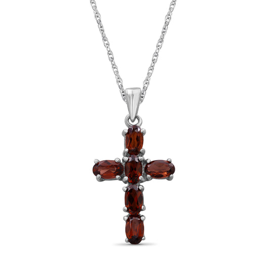 1 3/4 ct. T.G.W. Garnet Cross Pendant in Sterling Silver