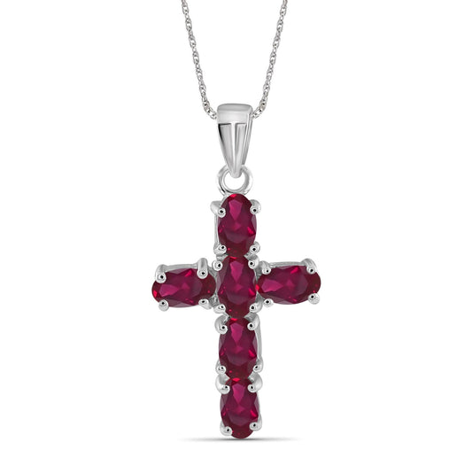 1.56 ct. T.G.W. Ruby Cross Pendant in Sterling Silver