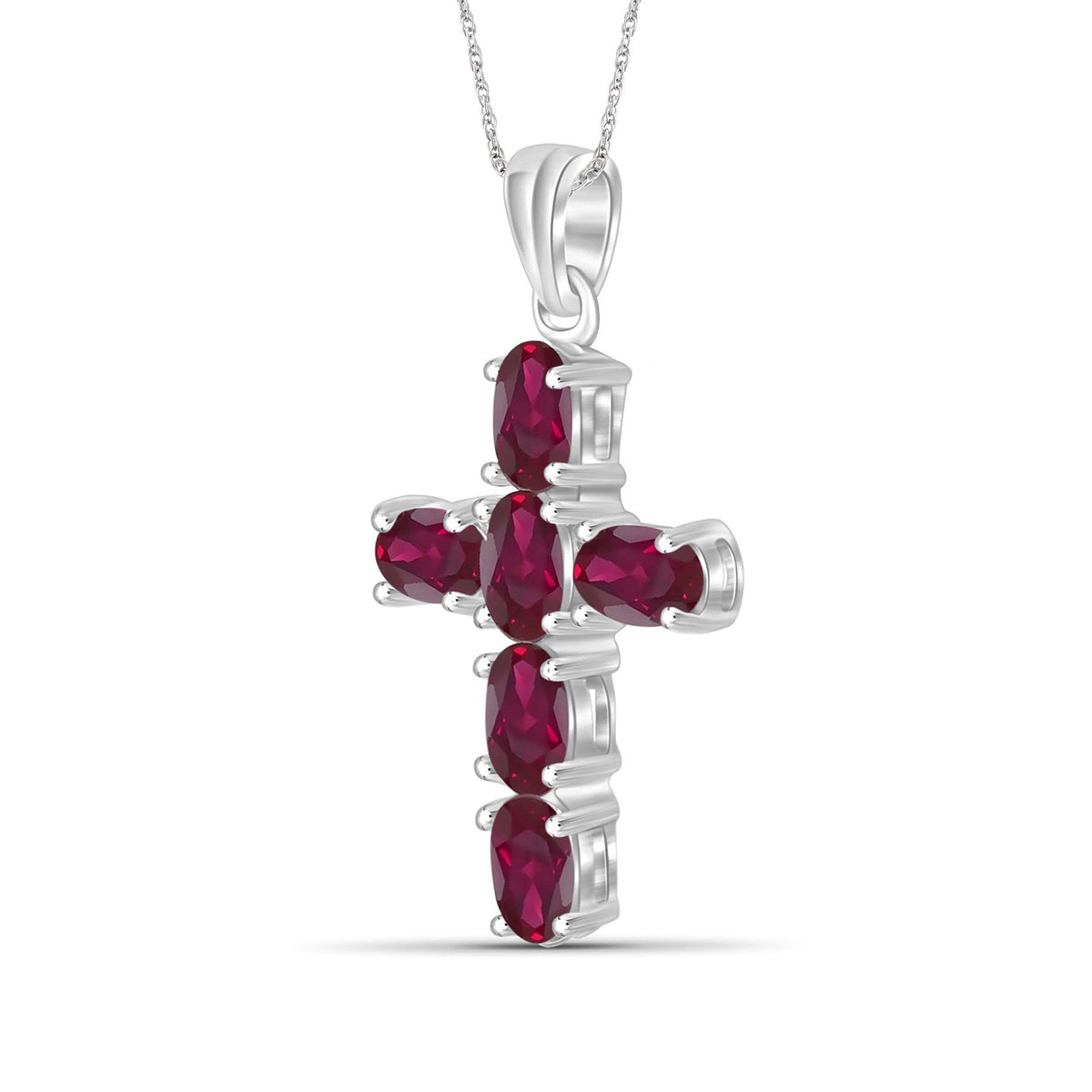 1.56 ct. T.G.W. Ruby Cross Pendant in Sterling Silver