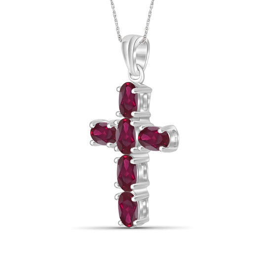1.56 ct. T.G.W. Ruby Cross Pendant in Sterling Silver