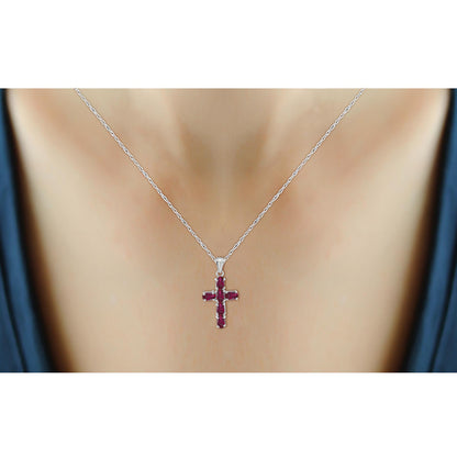 1.56 ct. T.G.W. Ruby Cross Pendant in Sterling Silver