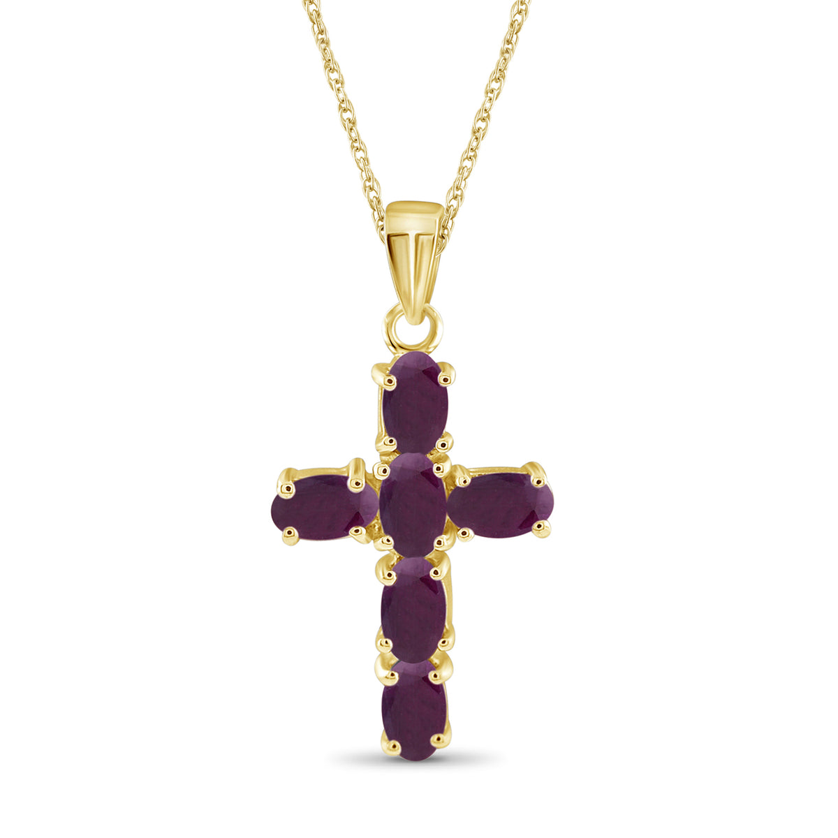 1.56 ct. T.G.W. Ruby Cross Pendant in 14K Gold over Silver