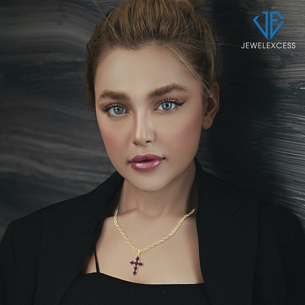 1.56 ct. T.G.W. Ruby Cross Pendant in 14K Gold over Silver