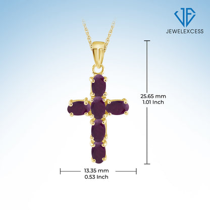 1.56 ct. T.G.W. Ruby Cross Pendant in 14K Gold over Silver
