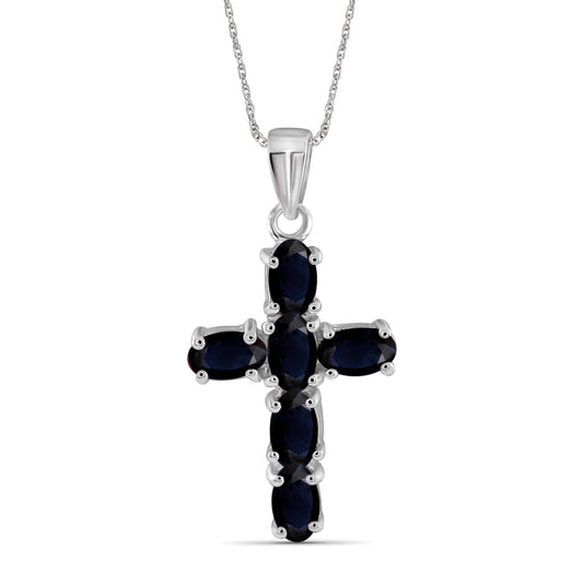 1.92 ct. T.G.W. Sapphire Cross Pendant in Sterling Silver