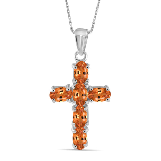 2.04 ct. T.G.W. Mandarin Garnet Cross Pendant in Sterling Silver or 14K Gold over Silver