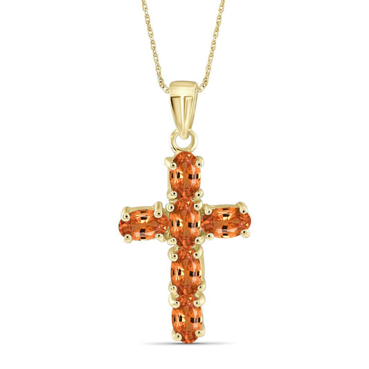2.04 ct. T.G.W. Mandarin Garnet Cross Pendant in Sterling Silver or 14K Gold over Silver