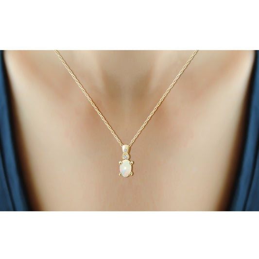 0.26 ct. T.G.W. Opal Pendant with Diamond Accent in 14K Gold over Silver