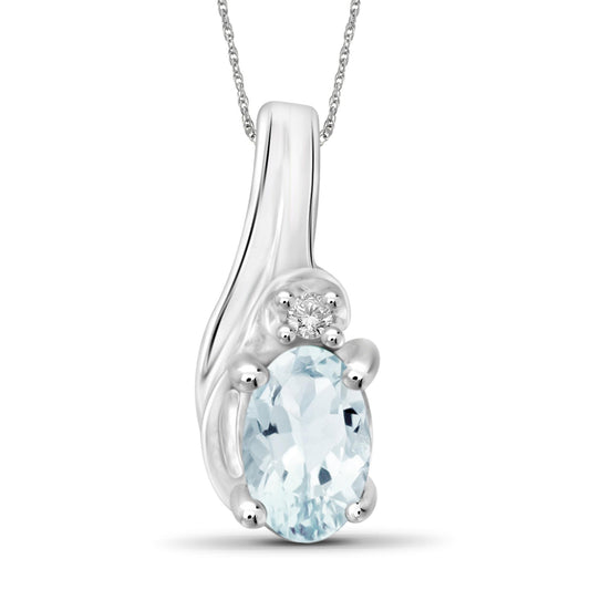 0.22 ct. T.G.W. Aquamarine Pendant with Diamond Accent in Sterling Silver