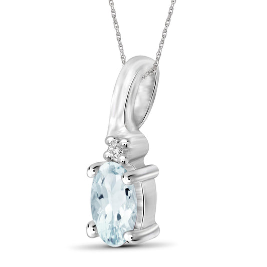 0.22 ct. T.G.W. Aquamarine Pendant with Diamond Accent in Sterling Silver