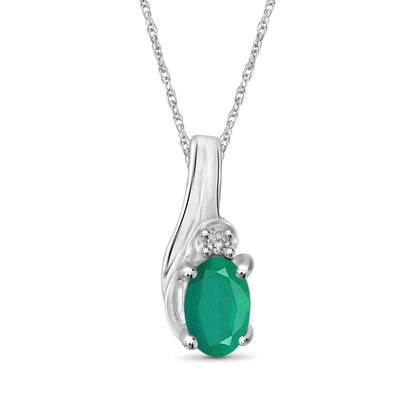 0.23 ct. T.G.W. Emerald Pendant with Diamond Accent in Sterling Silver
