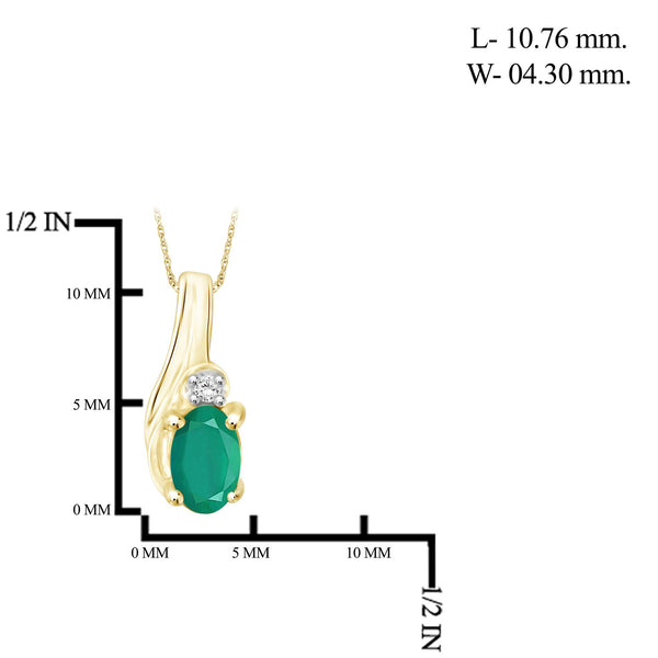 0.23 Ctw Genuine Emerald And White Diamond Accent 14K Gold-Plated Pendant