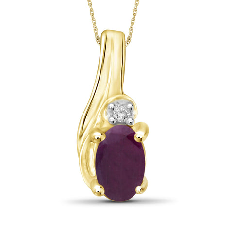 1/4 Carat T.G.W. Ruby And Accent White Diamond 14K Gold-Plated Pendant
