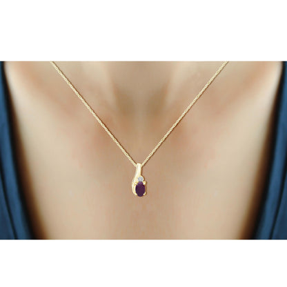 1/4 ct. T.G.W. Ruby Pendant with Diamond Accent in 14K Gold over Silver