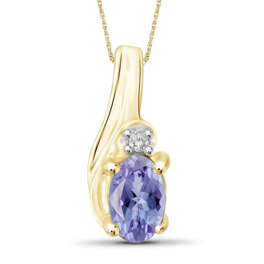 1/4 ct. T.G.W. Tanzanite Pendant with Diamond Accent in 14K Gold over Silver