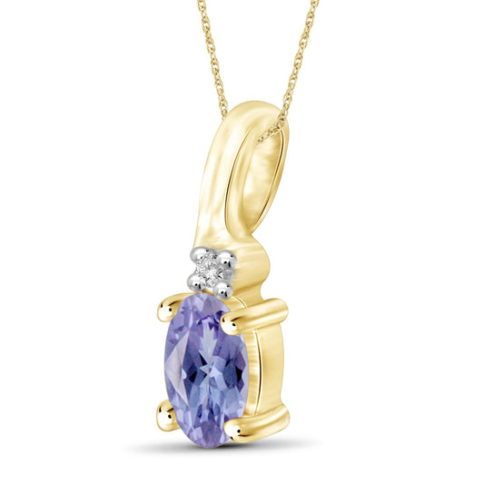 1/4 ct. T.G.W. Tanzanite Pendant with Diamond Accent in 14K Gold over Silver