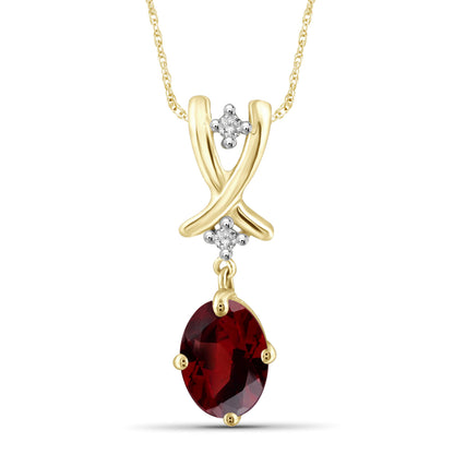 1 ct. T.G.W. Garnet Pendant with Diamond Accent in 14K Gold over Silver